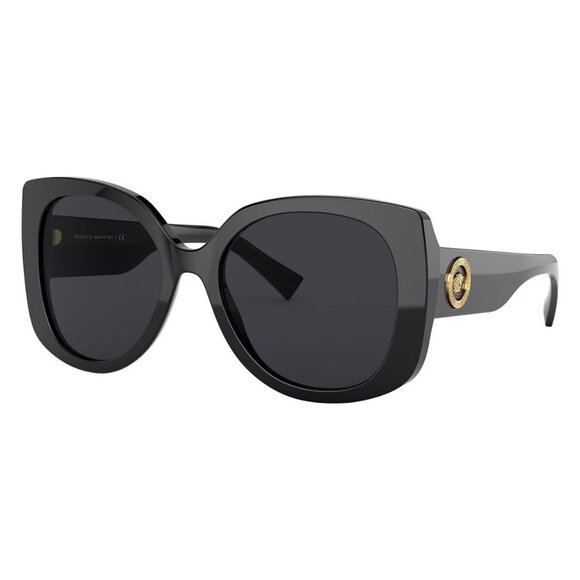 New VERSACE Centerboard Black Rectangle VE4387 GB1/87 Sunglasses Women - Picture 1 of 4
